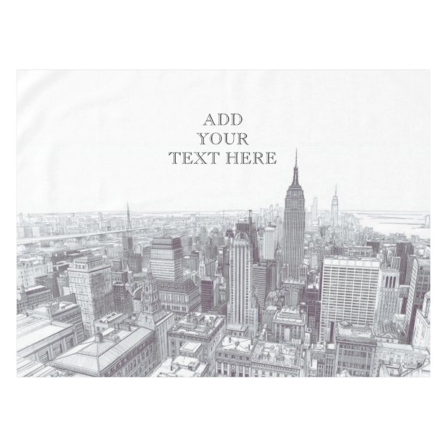 Drawing of New York City Landscape Custom Tischdecke (Vorderseite (Horizontal))