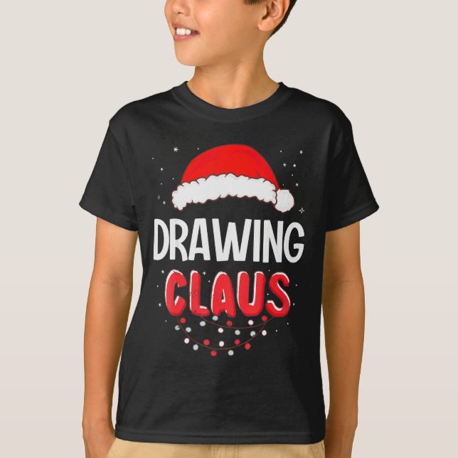 Drawing Santa Claus Christmas Matching Costume  T-Shirt (Vorderseite)