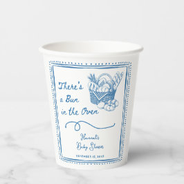 Drawn Blue Bun in the Oven Baby Shower Party Pappbecher