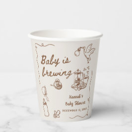Drawn Coffee Baby is Brewing Baby Shower Pappbecher