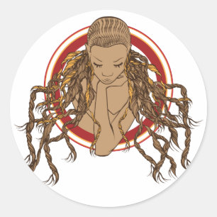 Dreadlock Girl Runder Aufkleber