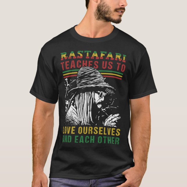 Dreadlock Rastaman Ethiopian Flag Rastafarian Sayi T-Shirt (Vorderseite)