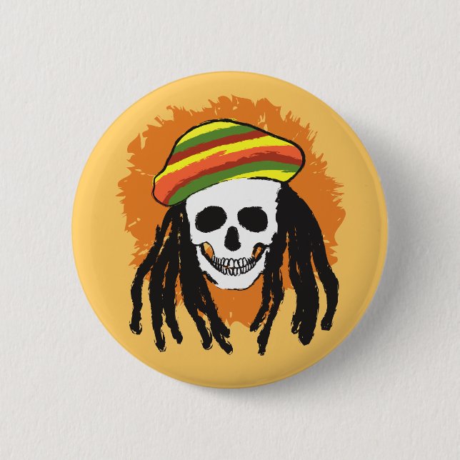 Dreadlock Schädel Button (Vorderseite)