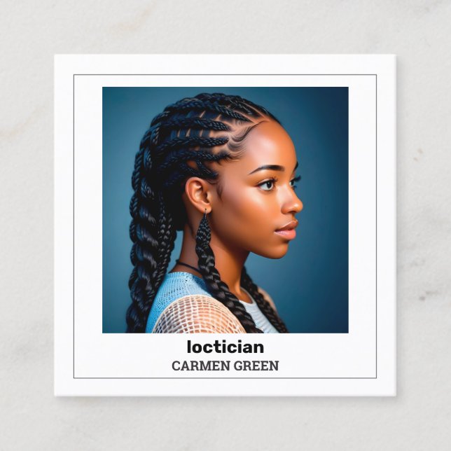 Dreadlocks Styling Loctician Custom QR & Foto Quadratische Visitenkarte (Vorderseite)