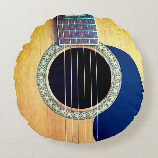 Dreadnought Acoustic Guitar Rundes Kissen (Vorderseite)