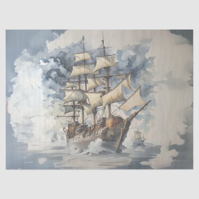 Dreadnought's Embrace Brown Battle Ship Blue Seidenpapier (Vorderseite)