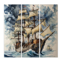 Dreadnought's Embrace Brown Battle Ship Blue
