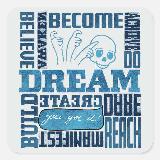 Dream - ASL Design Quadratischer Aufkleber (Vorderseite)