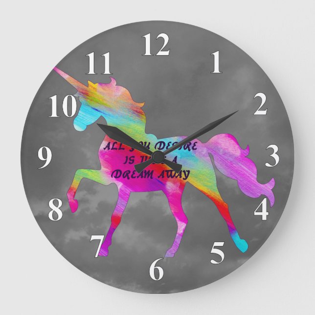 Dream Away Unicorn Große Wanduhr (Vorderseite)