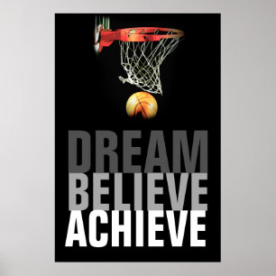 Dream Believe Achieve Basketball Citation Poster