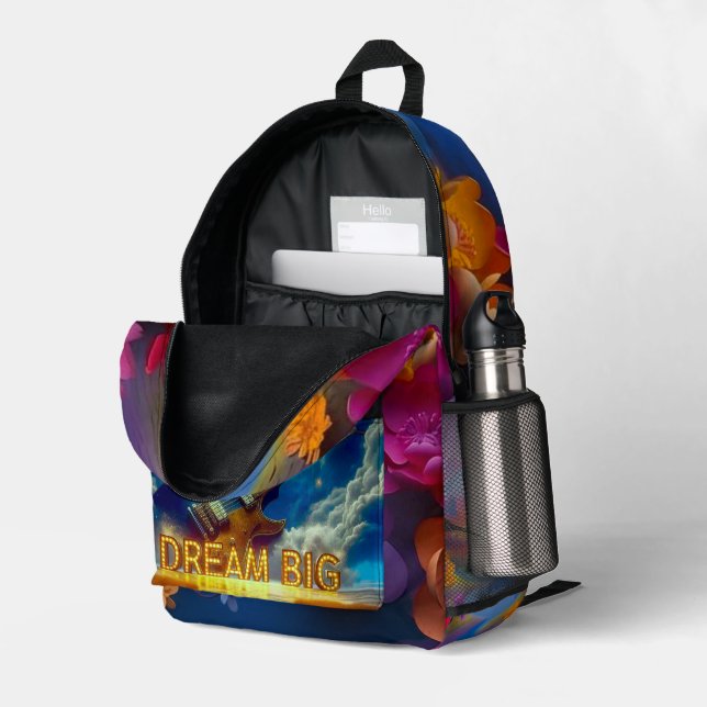Dream Big Bedruckter Rucksack (Rückseitige Ecke links (Offen) )