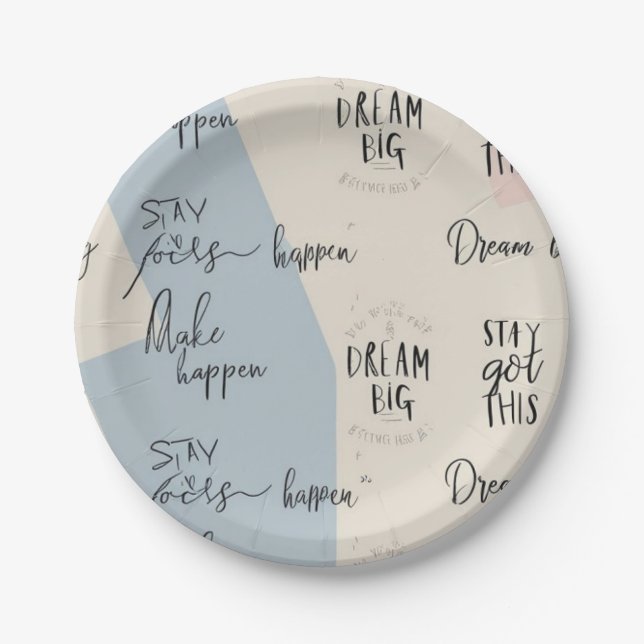 "Dream Big", "Bleibe Focused" Party Teller (Vorderseite)