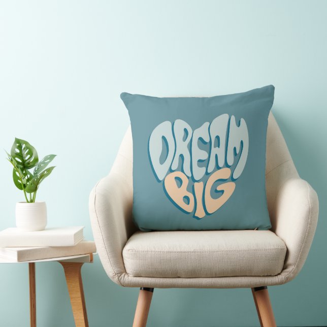 Dream Big: Blue Heart of Success Kissen (Stuhl )