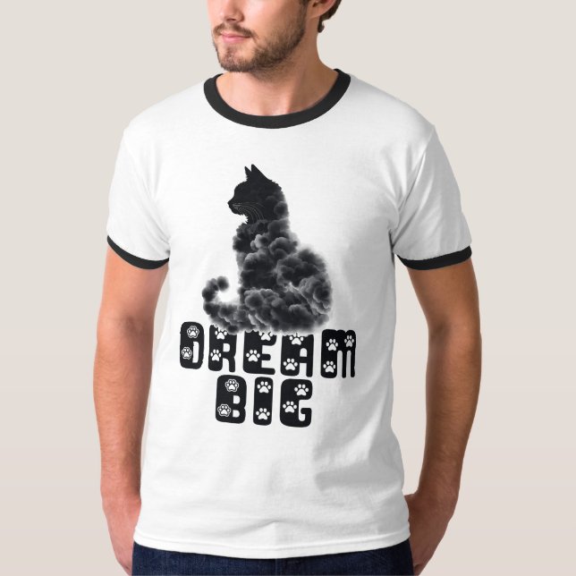 Dream Big Cat, Cloud Shaped Cat Graphic  T-Shirt (Vorderseite)
