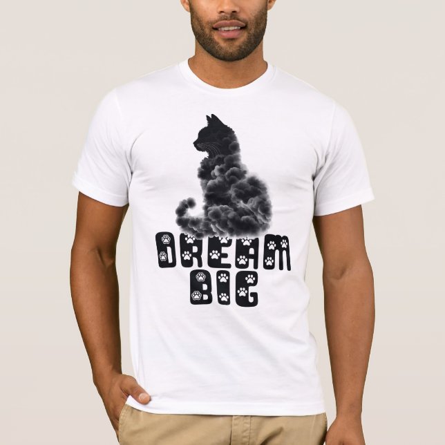 Dream Big Cat, Cloud Shaped Cat Graphic  T-Shirt (Vorderseite)