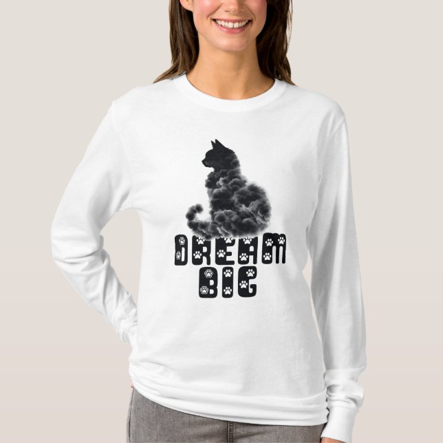 Dream Big Cat, Cloud Shaped Cat Graphic  T-Shirt (Vorderseite)