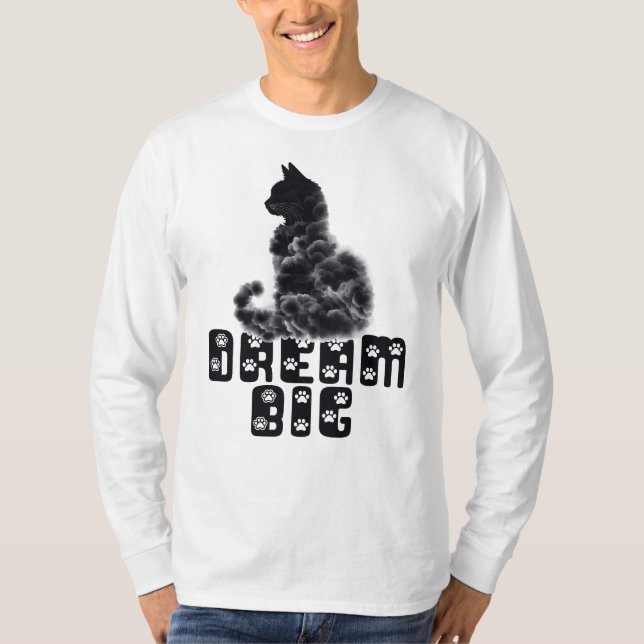 Dream Big Cat, Cloud Shaped Cat Graphic  T-Shirt (Vorderseite)