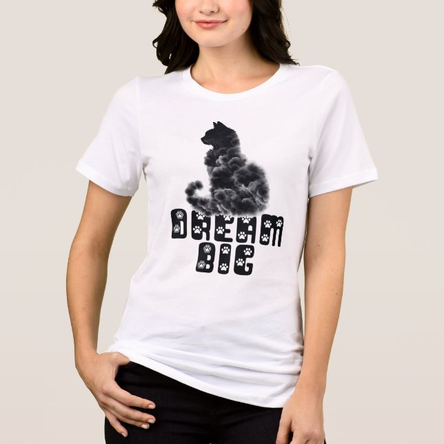 Dream Big Cat, Cloud Shaped Cat Graphic  Tri-Blend Shirt (Vorderseite)