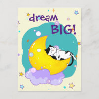 "Dream Big" Cat Sleeping on Moon Pet Lover