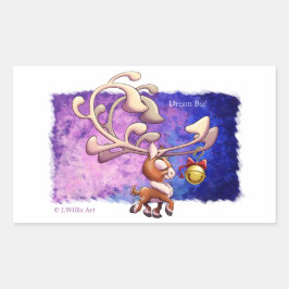DREAM BIG CHRISTMAS REINDEER von Jeff Willis Art Rechteckiger Aufkleber