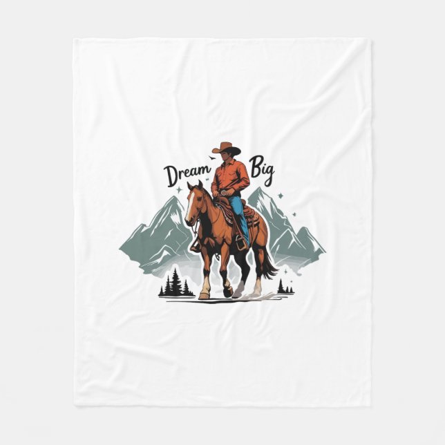 Dream Big - Cowboy Reiten Fleecedecke (Vorderseite)