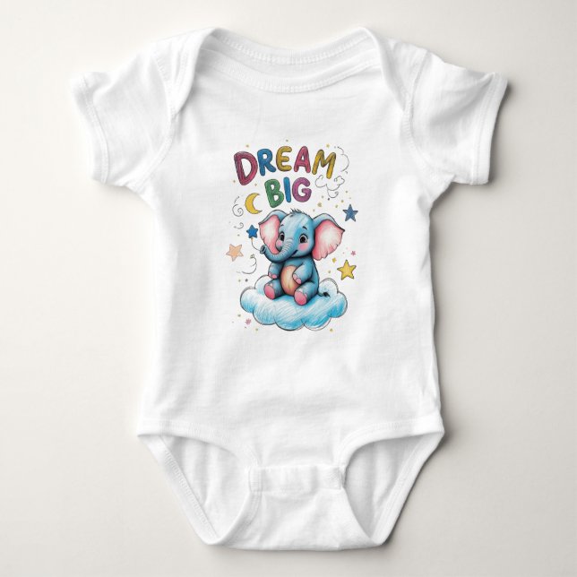 Dream Big Elephant Baby Outfit Baby Strampler (Vorderseite)