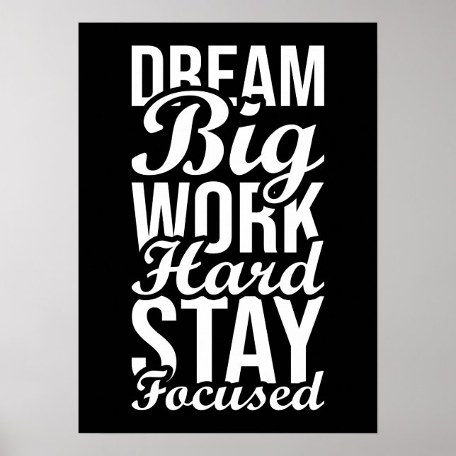 Dream Big, harte Arbeit Bleibe fokussiert - Fitnes Poster (Vorne)
