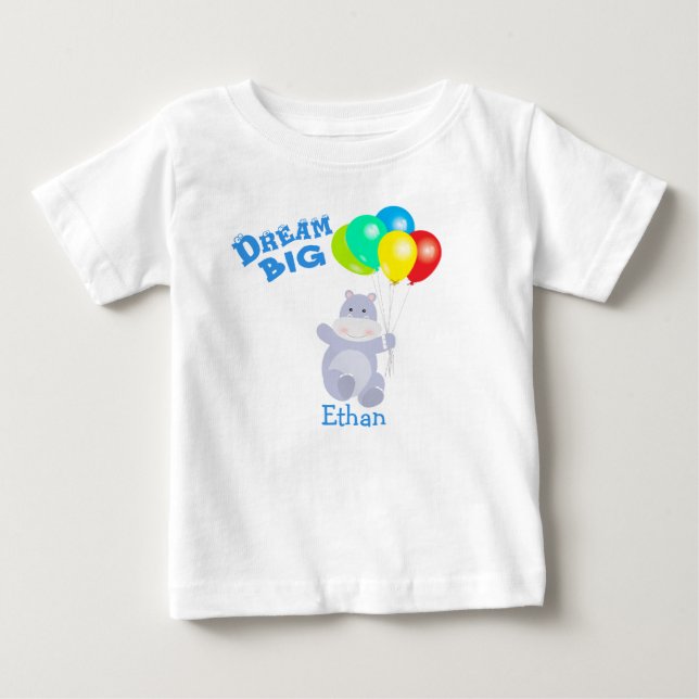 Dream Big Hippo Balloons Adventure Baby T-shirt (Vorderseite)