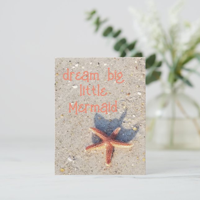 Dream Big hübscher Seestern auf Strandkarte Mitteilungskarte (Stehend Vorderseite)