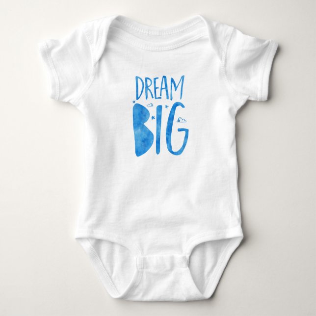 Dream Big, inspirierendes Zitat, blaues Wasser Baby Strampler (Vorderseite)