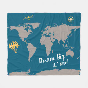 Dream big lil one pauke World Map Fleecedecke