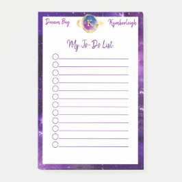 Dream Big Lila Galaxy Glam Monogram To Do List Post-it Klebezettel