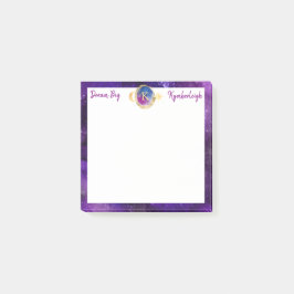 Dream Big Lila Galaxy Gold Monogram Small Square Post-it Klebezettel