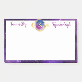 Dream Big Lila Galaxy Monogram Groß rechteckig Post-it Klebezettel