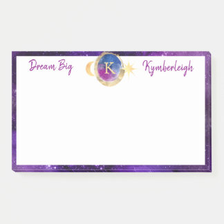 Dream Big Lila Galaxy Monogram Groß rechteckig Post-it Klebezettel