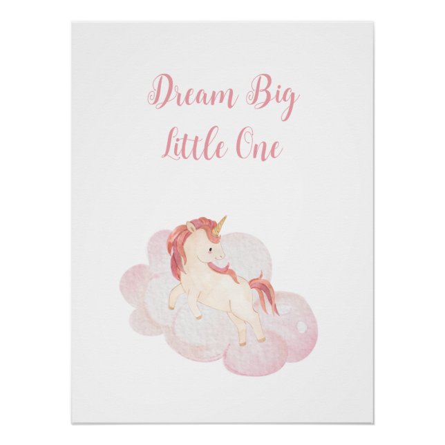 "Dream Big Little One" Einhorn Poster (Vorderseite)