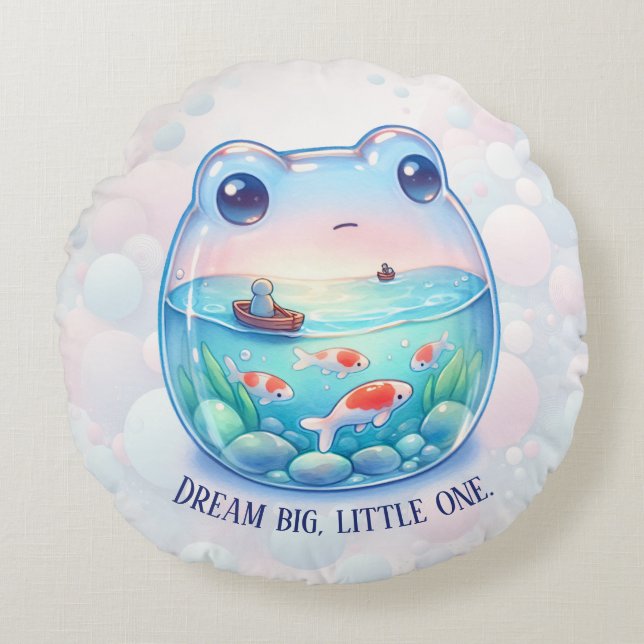 Dream Big, Little One - Frog - Rundes Kissen (Vorderseite)