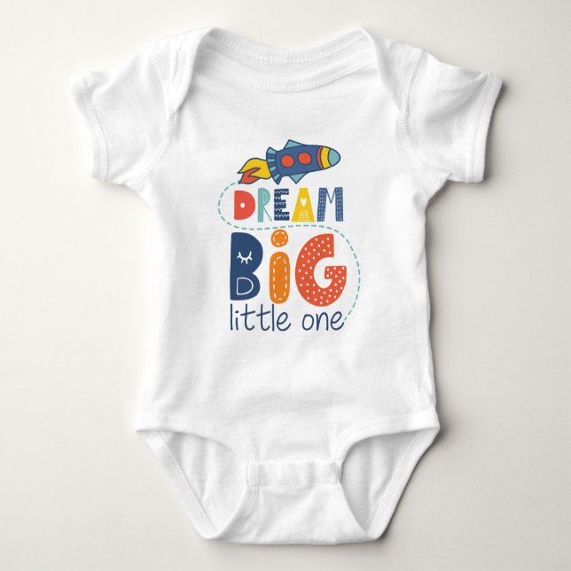 Dream Big Little One Rocket Baby Strampler (Vorderseite)
