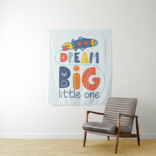 Dream Big Little One Rocket Wandteppich