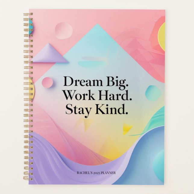Dream Big Motivational Notebook – Inspirational Qu Planer (Vorderseite)
