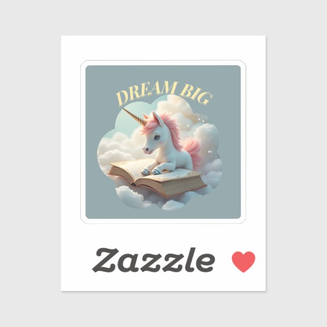 Dream Big - Niedliche Einhornklemme Aufkleber (Blatt)