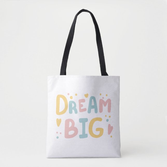 Dream Big Pastel Hearts Tasche (Vorderseite)