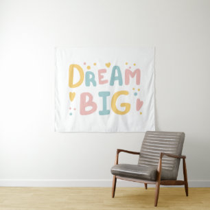 Dream Big Pastel Hearts Wandteppich
