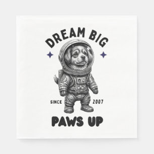 Dream Big Paws Up Astronaut Dog Serviette
