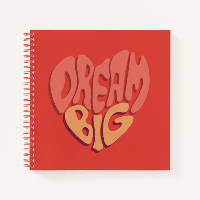 Dream Big: Red Heart Powerful Slogan Notizbuch (Vorderseite)