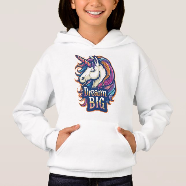 Dream Big - Regenbogen Einhorn Magie Hoodie (Vorderseite)