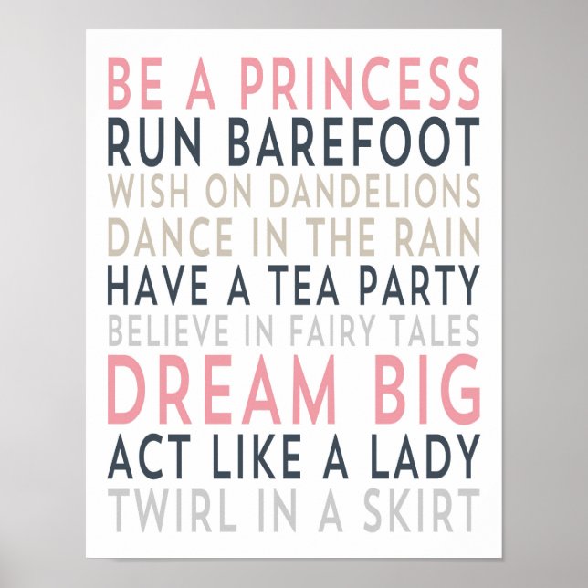 Dream Big - Rosa Typografie - Weißes Poster (Vorne)