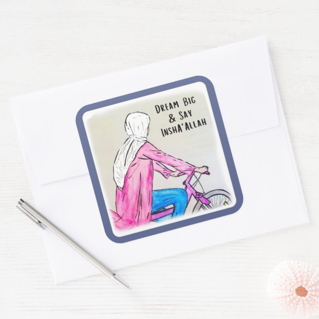 Dream Big & Say InshaAllah -Stickers Quadratischer Aufkleber (Umschlag)