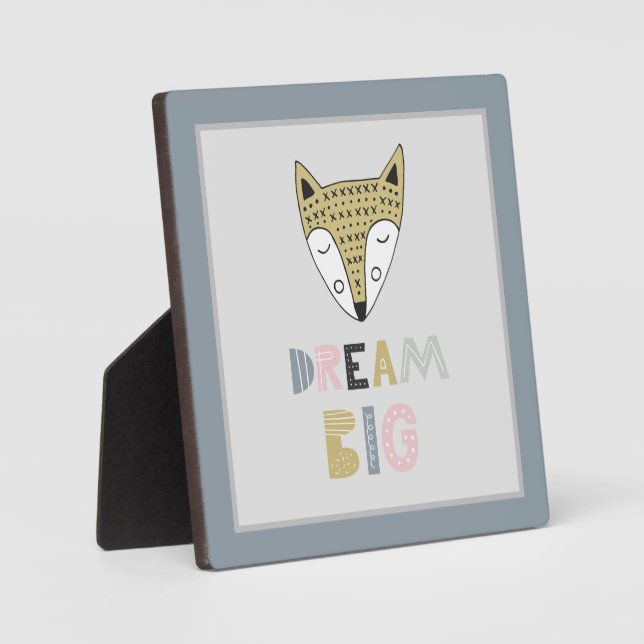 Dream Big Scandinavian Fox Kids Room Fotoplatte (Vorderseite)