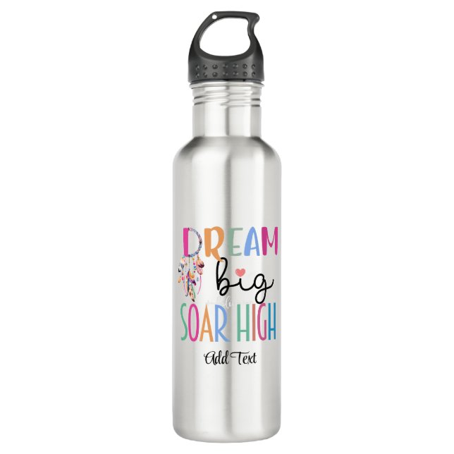 Dream Big Soar Hoch Boho Motivierend Dreamcatcher Edelstahlflasche (Vorderseite)